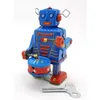 Robot a carica retrò in lamiera stagnata, camminata con tamburo in grado, giocattolo a orologeria, ornamento nostalgico, per regali di compleanno di Natale per bambini, collezionismo, 2-1