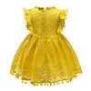 Kids Girls Princess Dresses 4 Design Hollow Solid Tassel Lace Dress Invisible Zipper Dress Girls Party Peform Costume 27T4086421