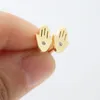 NewGolden Stainless Steel Buddha Palm With Crystal Custom Earrings Female Girls Kids Ear Studs Blessed Gift Jewelry T1551406695