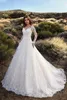 2020 modestos vestidos de casamento strass apliques com decote em v mangas compridas vestidos de noiva dubai arábia saudita vestido de noiva a linha vestido de novia