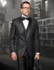 Smoking dello sposo nero moda scialle bavero groomsmen abito da sposa uomo popolare giacca uomo giacca 3 pezzi (giacca + pantaloni + gilet + cravatta) 1366