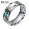 8mm Green Abalone Inlay Tungsten Carbide Ring For Women Polished Finish Beveled Mens Wedding Band Engagement Fashion Jewelry T190624