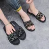 Newest Men's shoes sandals and slippers summer home slippers printing tide brand ins word drag non-slip personality outdoor beach shoes