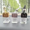 Glass Bottle Diffusers Cube perfume bottle Car Hanging Rearview Ornament Air Freshener For Essential Oils Diffuser Refillable Empty Fragrance Scent