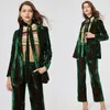 Green Velvet Mother of the Bride Suits Fall Slim Fit Women Prom Evening Tuxedos Blazer For Wedding(Jacket+Pants)