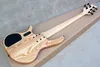 Guitare basse électrique 5 cordes couleur bois d'usine avec placage Treeburl, manche en érable, matériel noir, offrant un service personnalisé 2233376