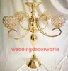 Tall 5-arms Metal Gold Crystal Candle Holder Wedding Candelabra Table Centerpiece Event Road Lead Candle Stand decor0085