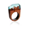 Anello in resina di legno fatto a mano 1PC con magnifica fantasia segreta paesaggio magico punk anelli di legno Hip Hop per gioielli da donna