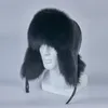 Fashion-Russian Ushanka hattar av äkta tvättbjörn päls trapper hatt öronplatta män riktigt sr äkta läder rysk vinter keps h210