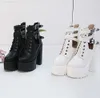 2019 mode femmes gothique bottes à lacets bottines Patchwork plate-forme Punk chaussures Ultra très haut talon Bootie bloc talon épais