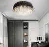 Lüks Siyah Avize Kolye Lambaları Tavan Lüks Için Işıklar Lüks Oturma Odası Kristal Işık Fikstürü Yuvarlak Modern LED Lustres de Cristal Llfa