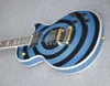 Custom Shop Zakk Wylde Bullseye Pelham Синий Черный Электрогитара Белый Блок Жемчужная Инкрустация Копия EMG Пассивные Звукосниматели Золотой Hard4677875