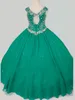 Erstaunliche gelb-grüne Mädchen-Festzug-Kleider, Ballkleid, U-Ausschnitt mit Kristall-Pailletten, Perlen, Chiffon, Schlüsselloch-Rücken, lang, für Blumenmädchen 8420644