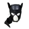 Bondage New Open Eye Dog Puppy Hood Máscara Neopreme Cara completa Hocico Orejas Sombrero Cosplay A43