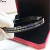 Donia Smycken Lyx Bangle European och American Fashion Classic Double Row Titanium Steel Micro-Inlaid Zircon Designer Armband Present