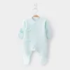 100% cotone Neonato Footie pigiama col Bambino Mittens Side-Belt Footed Sleeper caldo accogliente attrezzature del bambino 0-6 mesi
