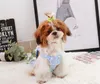 Version coréenne vêtements pour chiens robe d'été nouvelle jupe rayée vêtements pour chiens en peluche vêtements pour animaux de compagnie coton élastique jarretelles jupe gilet prix de gros