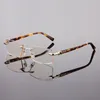 Randloze leesbril Men Tint Brown Diopter Eyewear 100 150 200 250 300 350 Fashion Read Presbyopia -bril8069804