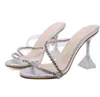 Mit Box sexy Damen Designer High Heel Strass transparent Riemchen Spool Heel Designer Sandalen Pantoletten Damen Designer Schuhe Größe 35 bis 40