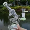 All'ingrosso Glass Rig 7 "Water Bong Dab Rig Recycler 14mm Joint Sidecar Oil Rigs Pipa ad acqua Bong in vetro Soffione doccia Perc Wax Fumo Narghilè