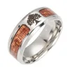 Boom of Life Masonic Cross Hout Ringen voor Mannen Vrouwen Roestvrij staal Never Fade Wooden Finger Ring Mode-sieraden in Bulk