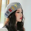 Ny Höst Vinter Solid Letter Ull Beret Mössor för Kvinna Mink Cashmere Berets Womens Warm Cap Casual High Quality