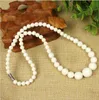 Großhandel mit natürlichen weißen Korallensteinen, runder Edelstein-Perlen-Halskette, 45,7 cm