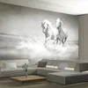 Custom Size Modern Art 3D Running White Horse Po Mural Wallpaper for Bedroom Living Room Office Backdrop Non-woven Wall Paper268O