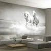 Custom Size Modern Art 3D Running White Horse Photo Mural Wallpaper for Bedroom Living Room Office Backdrop Non-woven Wall Paper