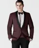 Knappe One Button GroomsMen Sjaal Revers Bruidegom Tuxedos Mannen Past Bruiloft / Prom / Diner Best Man Blazer (Jack + Pants + Tie) AA133