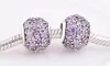 925 Sterling Silver Pink and Purple Pave Lights Bead Fits European Pandora Jewelry Charm Bracelets