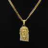 Mode-Hip Hop Halsband Smycken Iced Out JESUS Piece Pendant Halsband med 70 cm guld kubansk kedja