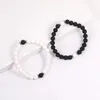 8mm Black White Natural Lava Stone Bead Bracelet For Men Women Adjustable Diffuser Healing Bracelet Elastic Yoga Jewelry