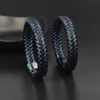 Nuovi braccialetti in acciaio inossidabile intrecciato con cordino blu autentico Braccialetti con fibbia magnetica Bracciale con catena a catena Regalo per gioielli maschili