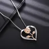 10pcs/lots Personality Love heart Rose Two-tone Necklaces Female birthday party Valentine's Day Gift T-120