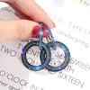 S925 Silver Stitch Fashion Earrings with Diamond Studded Geometric Circle Earrings Vintage Color Studded Long Fringe Earrings8353227