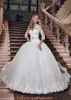 Sleeve Lace V Long Neck Ball Gown Wedding Dresses Vintage Puffy Tulle Princess Church Bridal Glowns Lace -Up Back Plus Size Vestidos Al4564 Intage S -Up Estidos 0418