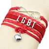 Custom-Infinity Love Wrap Gay Pride LGBT Rainbow Heart Charm Armband Infinity Love Friendship Gifts Wedding Charms Personliga smycken2180