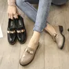 Vente chaude- Style britannique Harajuku chaussures simples femme 2019 nouvelle version coréenne sauvage de Lok Fu chaussures étudiants noir travail chaussures plates taille 33-42