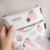 Cajas de lápiz Lienzo Fruta Peach Case Escuela Kawaii Pink para niña Bolsa de papelería Escolar Suministros