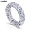 Vecalon 10 Styles Classic Frand Band Ring 925 Стерлинговые серебряные обручальные кольца для женщин для женщин