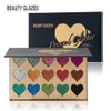 Neue heiße Marke Beauty Glazed 15 Farben gepresste Glitzer-Lidschatten-Palette Herzform Makeup Contour Metallic Silky Powder Palette DHL-Schiff