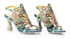 Vente chaude-Roman Sandales À Talons Hauts 2017 Nouvelle Mode Chaussures D'été Creux Paon Sexy Talon Haut Talon Chunky Sandales Incrustées De Diamants