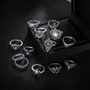 Oude zilveren knokkel ring set diamant hart olifant schildpad kroon stapel ringen midi ring dames mode sieraden wil en zand cadeau