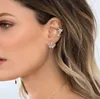 Fashion- 925 Sterling Silver Ear Cuff Trendy Personlighet Lyxiga kubiska zirkonklippörhängen för kvinnor smycken Red Corundum240a