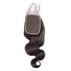 Capelli umani brasiliani Capelli vergini lisci 2X6 Chiusura in pizzo con capelli del bambino Chiusura 4X6 5X5 Sei per sei chiusure Onda corporea diritta 10-24"