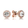 Women Luxury CZ Diamond Rose Gold Earring LOGO Original box for Pandora 925 Sterling Silver Stud Earring Wedding Gift Jewelry