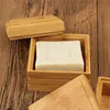 Natural Bamboo Soap Dish Box Bamboo Soap Tray Holder Storage Soap Rack Plate Box Container for Bath Shower Bathroom