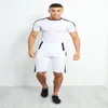 Heren trainingspakken 2 kleuren heren trainingspak persoonlijkheid stiksels hiphop O-hals fitness shorts stijl zomer stedelijke korte mouw pakken