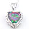 Luckyshine 10 PCS/Lot 925 Silver Natural Multi-colored Heart fire Mystic Topaz Gems Stone Charm For Women Necklaces Pendants 12*12mm